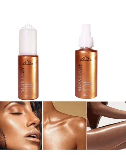 Spray Iluminador Corpo e Rosto Capricha no Glow e Luxo e Poder - Miss Lary