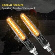 Señales de giro LED para motocicleta, indicadores direccionales, luz de freno y luz de freno intermitente, luz de señal de parada, lámpara DRL para motocicleta - 2 piezas - Ver 2