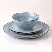 Richmount 24-Piece Plates And Bowls Sets, Reactive Glaze Stoneware Dishes Set For 8
