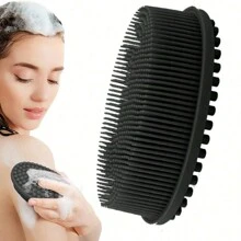 1pc Silicone Cleaning Brush For Shower, Silicone Shampoo Shower Brush, Household Adult Double-Sided Rubbing Bath Brush, Massage Bath Brush, Bathroom Cleaning Tools