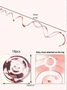 18Pcs-Pink Party Ceiling Foil Swirl Decorations Hanging Plastic Streamer, Whirls Decorations For Wedding, Birthday Graduation, Valentines Day, New Year, Shower Party Decor
