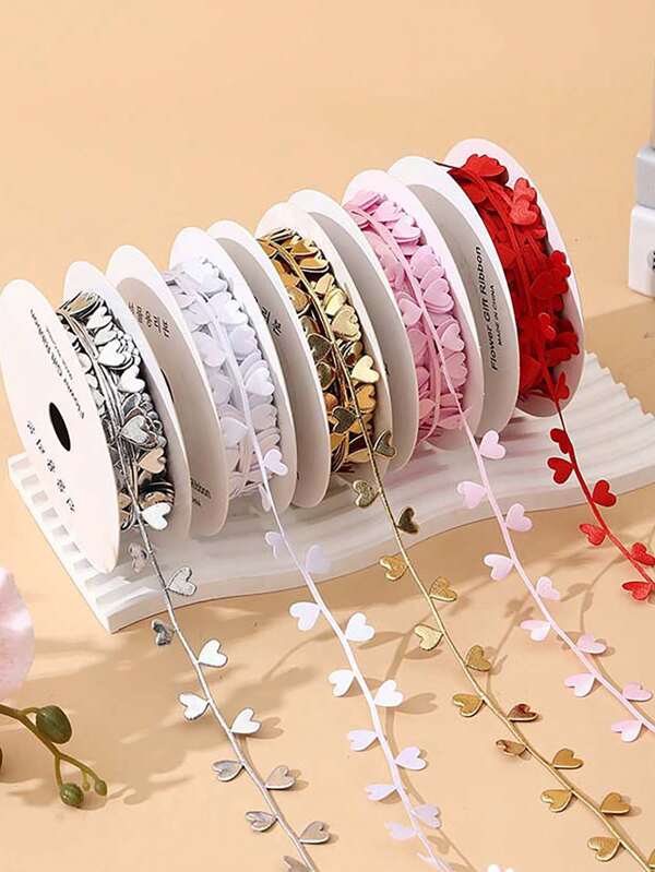 1 Stück Valentinstag farbige zweiseitige Herz Garn Schleife Haarschmuck DIY Blumen Geschenk Dekorative Verpackungsmaterialien