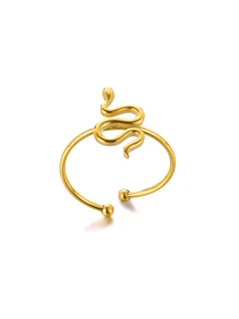 1 st. Gouden Kleur Roestvrijstalen Slangenringen Voor Vrouwen Mannen Open Verstelbare Ring Vintage Gotische Punk Feest Esthetische Sieraden