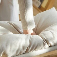 Modern Footstool Foldable Footrest Stool With Bamboo Leg& Beige Pad Living Room - Grey - View 5