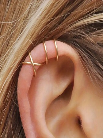 2 件/套简约双层夹式耳环，情侣耳环配件，男女通用圣诞节、新年、情人节节日礼物