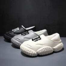 Dép đi trong nhà cho nam, đế dày, thoải mái cho cặp đôi, dép xăng đan ngoài trời chống thấm nước, mùa đông - Xám - Xem 1