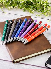 Customizable Text Logo Metallic Spray Ballpoint Pen, Aluminum Barrel, Super Fine Writing Pen With Capacitive Stylus Tip Back To School Reusable, Multi-Functional Colorful, Contracted, Modern Hot Pink For Business/Work/Office, School Supplies, For Teenagers, Junior High School Students, Middle School Students, High School Senior High School Students, College Students, University Students, Freshman, Sophomore, Underclassmen,Customized Ballpoint Pens,Back-To-School Season,Office & School Supplies,Xmas Decoration,Smooth Writing Pen,New Job, Office Supplies - Multicolor - View 4