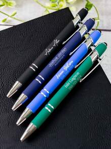 Customizable Text Logo Metallic Spray Ballpoint Pen, Aluminum Barrel, Super Fine Writing Pen With Capacitive Stylus Tip Back To School Reusable, Multi-Functional Colorful, Contracted, Modern Hot Pink For Business/Work/Office, School Supplies, For Teenagers, Junior High School Students, Middle School Students, High School Senior High School Students, College Students, University Students, Freshman, Sophomore, Underclassmen,Customized Ballpoint Pens,Back-To-School Season,Office & School Supplies,Xmas Decoration,Smooth Writing Pen,New Job, Office Supplies - Multicolor - View 2