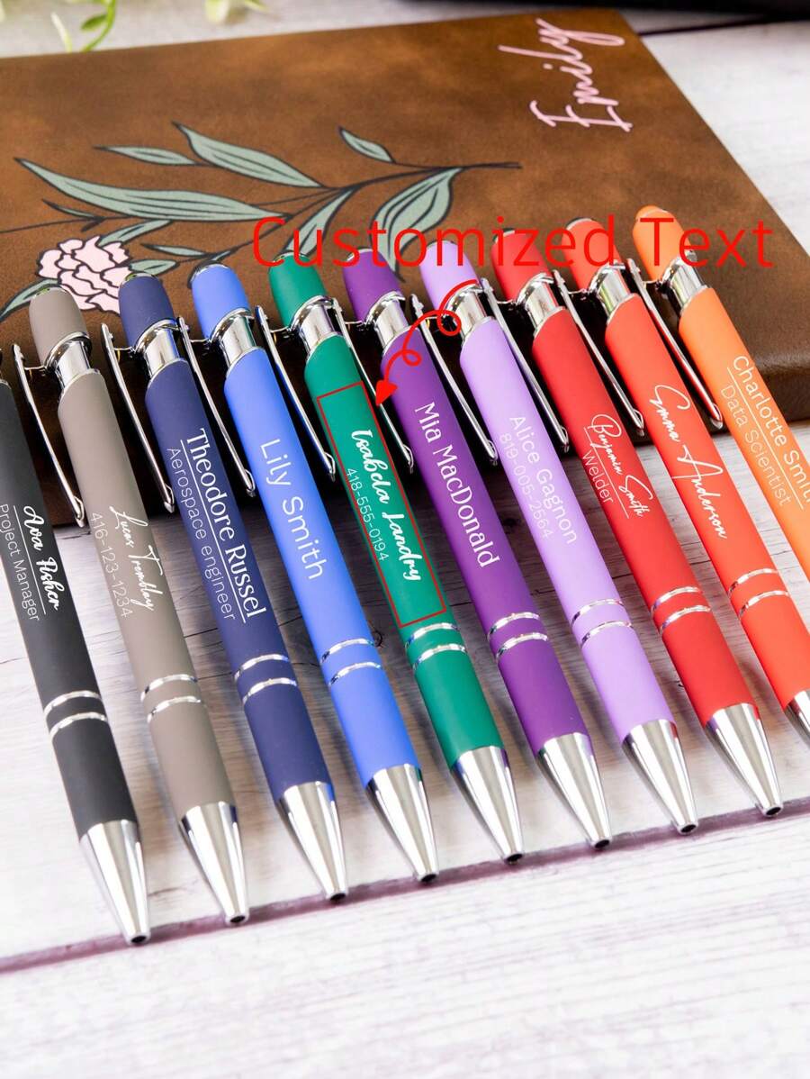 Customizable Text Logo Metallic Spray Ballpoint Pen, Aluminum Barrel, Super Fine Writing Pen With Capacitive Stylus Tip Back To School Reusable, Multi-Functional Colorful, Contracted, Modern Hot Pink For Business/Work/Office, School Supplies, For Teenagers, Junior High School Students, Middle School Students, High School Senior High School Students, College Students, University Students, Freshman, Sophomore, Underclassmen,Customized Ballpoint Pens,Back-To-School Season,Office & School Supplies,Xmas Decoration,Smooth Writing Pen,New Job, Office Supplies - Multicolor - View 1