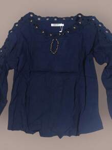 Imported Women's Tricoline Shirt Promotion - Navy Blue - View 2