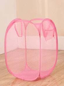 1pc Foldable Grid Laundry Basket, Solid Color Minimalist Storage Basket, Household Bathroom Dirty Clothes Hamper - Multicolor - View 14