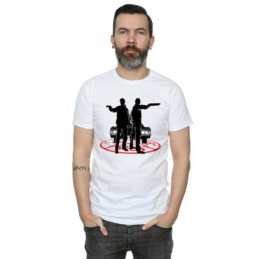 Supernatural Mens Sam And Dean Silhouette T-Shirt (White) - White - View 1