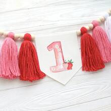 1 Peça Guirlanda de Parede Artesanal com Borla Floral de Morango, Adequada para Decoração de Festa de Aniversário, Decoração de Cadeira, Decoração de Parede