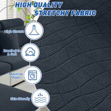 YSTYLE Vỏ bọc ghế sofa co giãn, Vỏ đệm sofa chống nước, Vỏ đệm cho ghế sofa, Vỏ đệm sofa có thể giặt đàn hồi - Màu xám đen - Xem 3