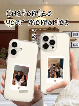 1pc Customizable Khaki Heart Pattern Full Body Camera Lens Protective Phone Case Compatible With Apple 16 XR 7p15 14 13 12 11 Pro Max