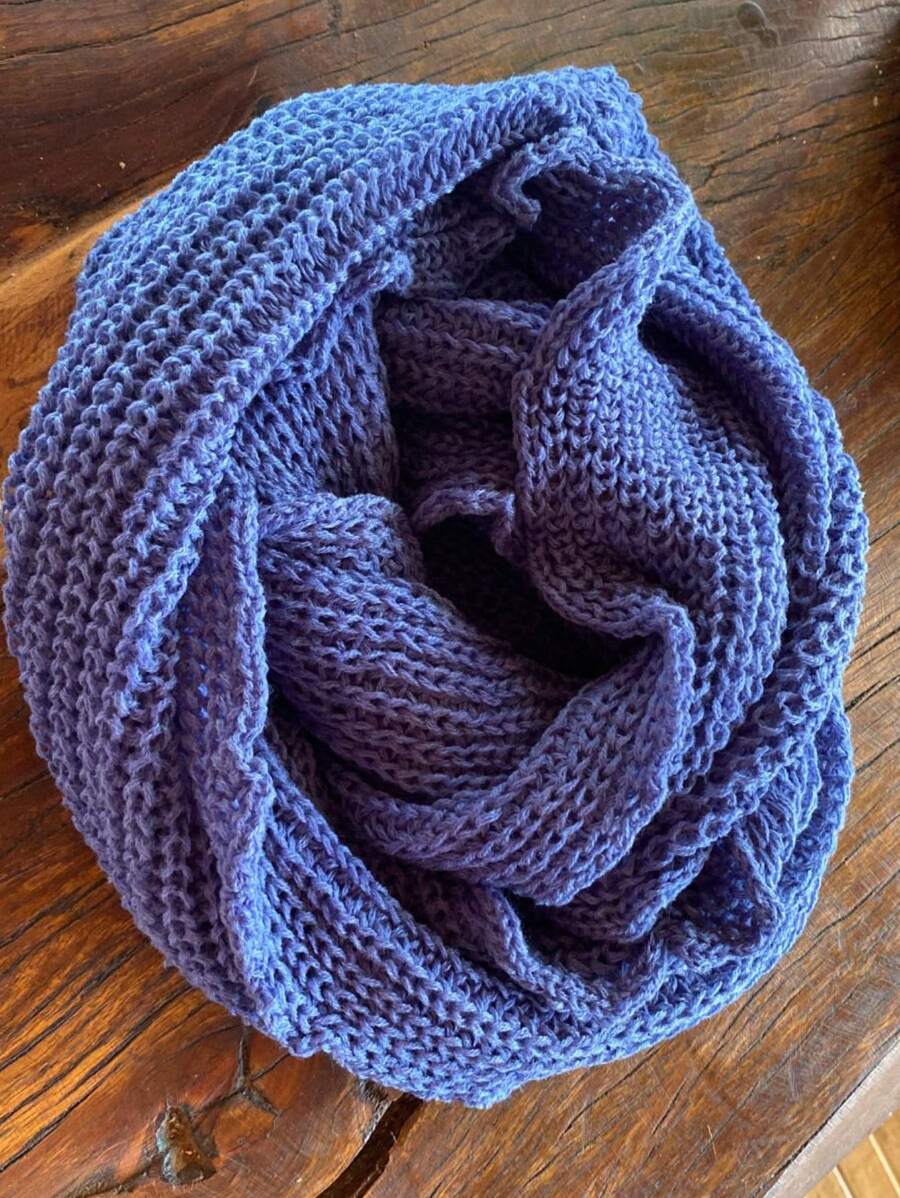 Knitted Collar Scarf Double Wrap Soft Wool Winter Fashion - Royal Blue - View 1