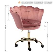 WAHSON OFFICE CHAIRS 1PC Wahson Velvet Swivel Office Chair Height Adjustable Desk Chair For Bedroom/Dressing Table (White) - Pink - View 2