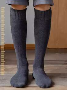 1/3 双男士中筒袜，加厚绒面内衬，可作雪地袜、毛巾袜、及膝袜，吸湿排汗，防臭，加厚加绒，超厚款，男士长袜，纯色商务男士袜，保暖柔软，适合秋冬季节，舒适保暖