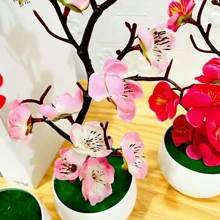 Cây hoa mận nhân tạo trồng trong chậu cho Giáng sinh, ý tưởng trang trí nhà cửa chân thực và làm quà tặng cho năm mới - Nhiều màu - Xem 6