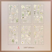 6 hojas de pegatinas base de material decorativo de PVC con diseño de plantas y flores vintage para diario de cuentas, etiquetas de álbumes de recortes, anotaciones de diario, papelería, álbunes de teléfono y planificador - Multicolor - Ver 5