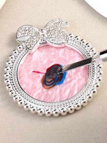 Paleta de uñas de plata, oro y rosa, soporte para exhibir el arte de uñas, pajarita brillante, rhinestones, bandeja para esmalte de gel, pigmento variado para decoración de uñas