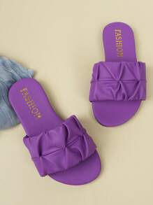 Children's Fashion Outdoor Sandals, Summer Square Toe Flat Shoes, Lace-Up Sandals, New Girls Shoes, Fashionable Beach Slippers - Purple - View 6