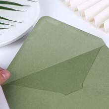10pcs Solid Green Vintage European Style Straw Paper Large Envelope, Suitable For Various Occasions - Multicolor - View 7