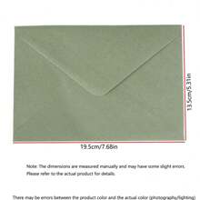 10pcs Solid Green Vintage European Style Straw Paper Large Envelope, Suitable For Various Occasions - Multicolor - View 3