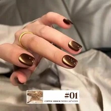 春夏秋冬銅鏡琥珀貓眼指甲油8件組，15ML高級感瓶身，2026熱門8色，亮眼玻璃珠水晶貓眼指甲油，磁粉細膩好吸收 - 彩色 - 查看 3