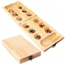 Jeu de mancala en bois avec pierres gemmes, jeu de puzzle de rangement, jeu de réflexion africain amusant pour rassemblement sur un bureau