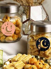 500 件/2000 件开斋节穆包装贴纸、斋月月亮灯笼月亮图案密封贴纸、礼品贴纸、穆祝福派对节日贴纸