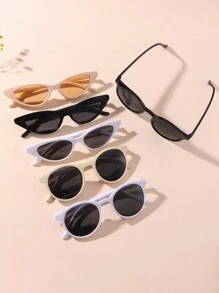 3pcs/6pcs Stylish Youth Round Cat Eye Fashion Glasses, Suitable For Outdoor Use - Multicolor - View 3