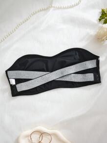 女士无钢圈性感交叉后背文胸 - 黑色 - 查看 7