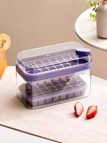 Ice Tray Mold Box Double Layer Lid 64 Cubes