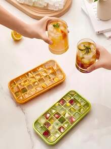 Ice Tray Mold Box Double Layer Lid 64 Cubes