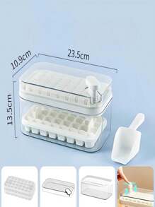 Ice Tray Mold Box Double Layer Lid 64 Cubes