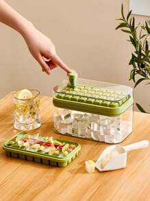 Ice Tray Mold Box Double Layer Lid 64 Cubes