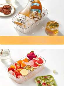 Ice Tray Mold Box Double Layer Lid 64 Cubes