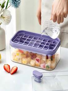 Ice Tray Mold Box Double Layer Lid 64 Cubes