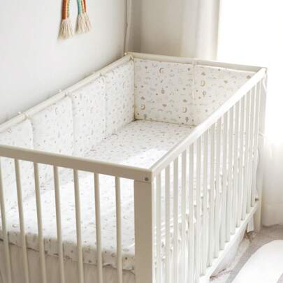 6件套婴儿床围，新生儿床罩，婴儿床上用品套装，角垫，星月图案保护垫