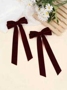 8 件装纯色蝴蝶结发夹女童，儿童天鹅绒长尾发夹，鳄鱼夹发饰，适合幼儿派对礼物 - 彩色 - 查看 3