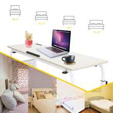 Multifunctional Adjustable Over Bed Desk Foldable Study Table (White)