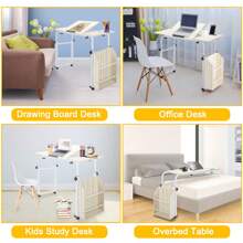 Multifunctional Adjustable Over Bed Desk Foldable Study Table (White)
