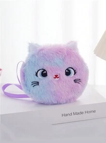 儿童毛绒猫斜挎包零钱包小学生节日礼物卡通包 - 彩色 - 查看 11