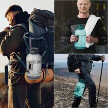 GIFUBOWA Botella de agua grande de 3L con asa y pajita, 105 onzas, jarra deportiva gigante de 0.8 galones, botellas motivacionales de 3 litros a prueba de fugas para el gimnasio, yoga, acampada, exterior y viajes - Multicolor - Ver 8
