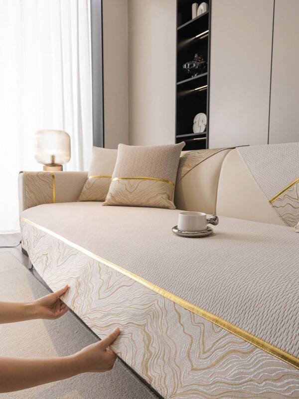 1pc European Style Sofa Cover, Light Luxury Minimalist Sofa Protector, Anti-Slip, Anti-Dust, Anti-Cat Scratch, Decorative Sofa Cover For Bedroom, Living Room, Office, All Season