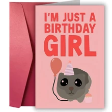 Carte de vœux amusante "Just A Birthday Girl" avec enveloppe - Parfait pour la famille, les amis et les collègues - Idéal pour les anniversaires, les fêtes et les célébrations de la rentrée scolaire