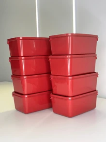 Kit Of 12 Plastic Pots - Various Shapes - Microwave, Freezer And Dishwasher Safe - 1 Liter - Red - View 4