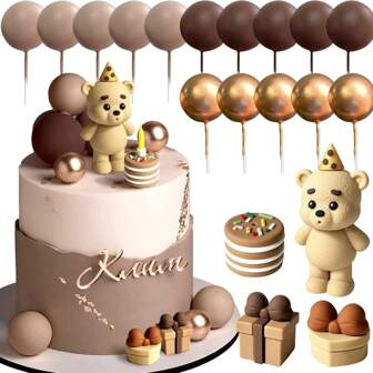 LaVenty Brunbjörnstårtdekoration Björn Könsavslöjande Tårtdekoration Björnstårtdekoration Könsavslöjande Födelsedagstårtdekoration