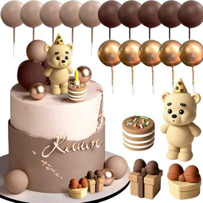 LaVenty 棕熊蛋糕装饰 熊性别揭晓蛋糕装饰 熊蛋糕装饰 性别揭晓生日蛋糕装饰